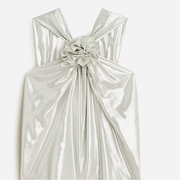 J.Crew Collection rosette halter top in silver lamé - Picture 9 of 11